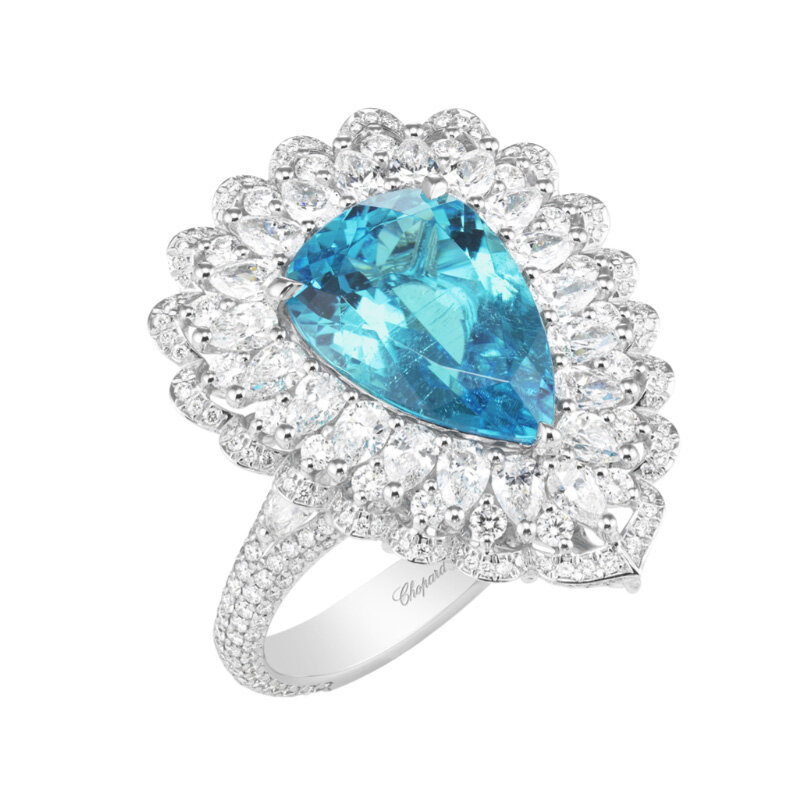 Кольцо Chopard Boutique из белого золота с бриллиантами и турмалином Параиба