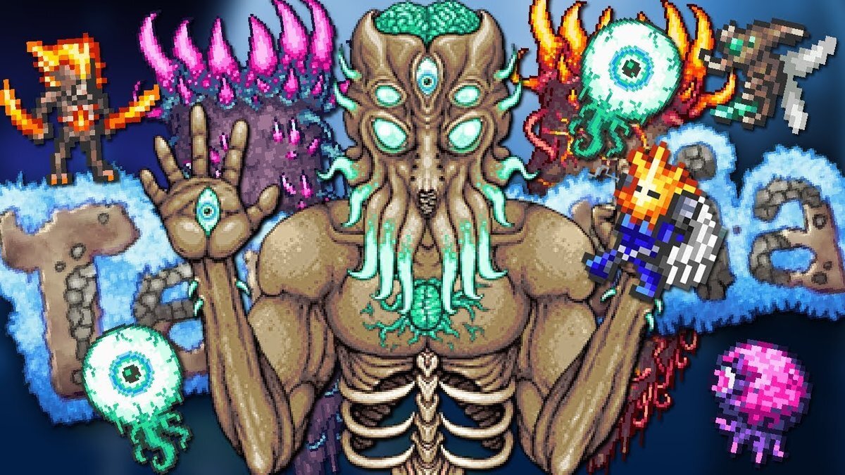 Рыба хаоса террария. Террария боссы. Финальный босс террарии. Terraria финальный босс. Последний босс в террарии.