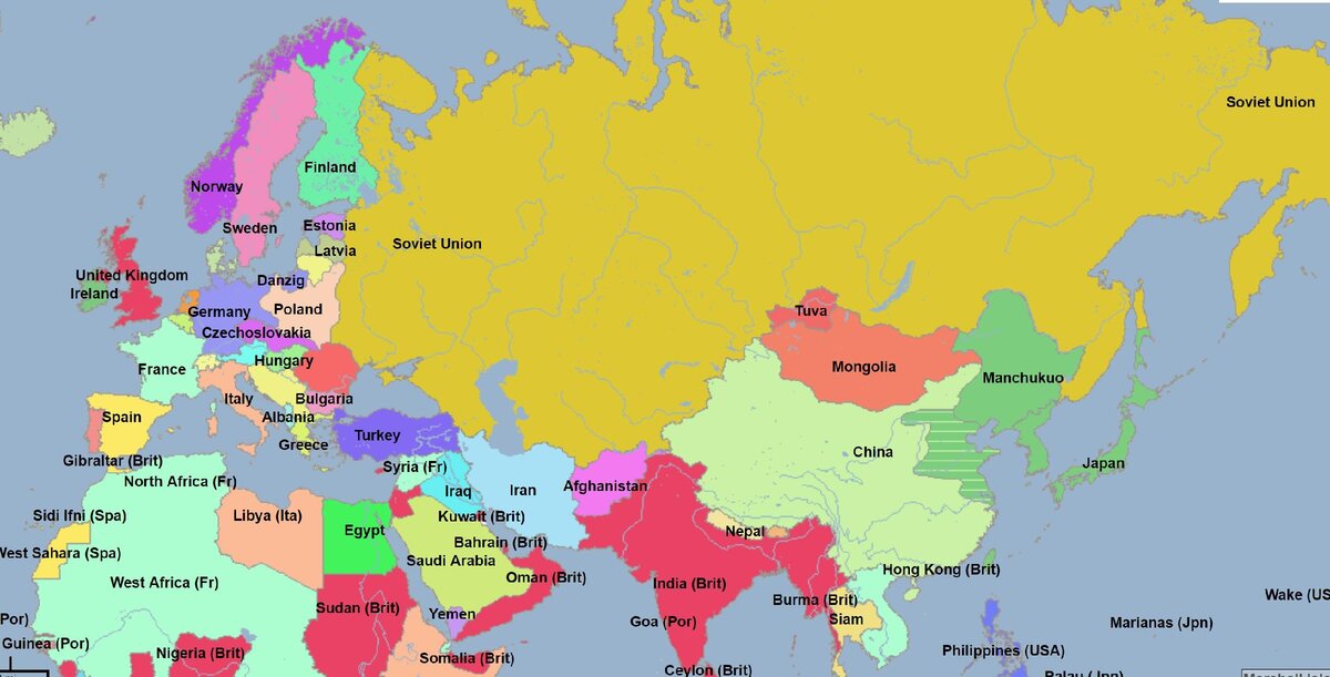 Карта азии 1936 года