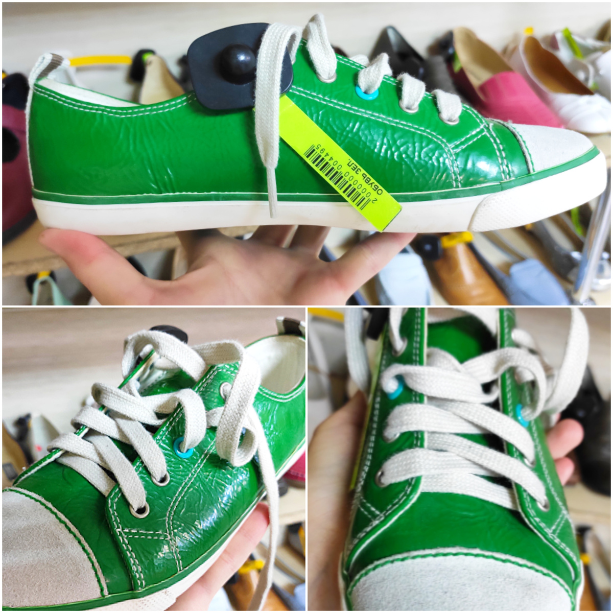 Зеленые кеды. Ярко, удобно и практично. Зеленая бирка , цена - 600р . Но не забываем, что по средам скидка 30%