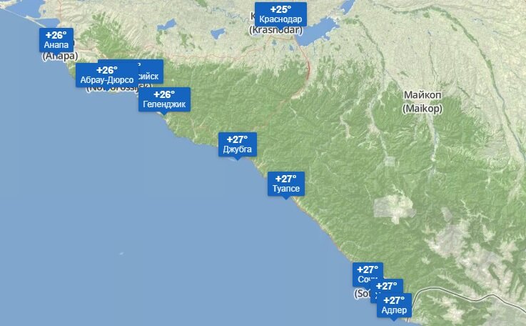 Карта погоды сочи