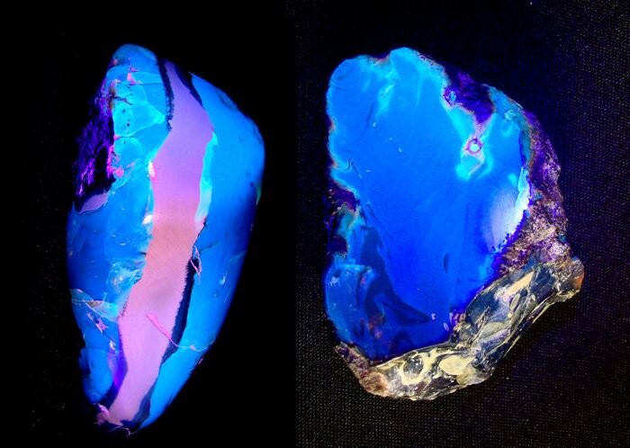 Голубой янтарь имеет свойство фосфоресцировать