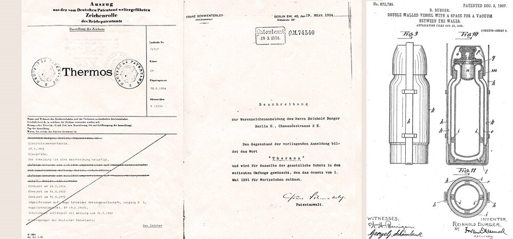 Патентный документ на первый бытовой термос 