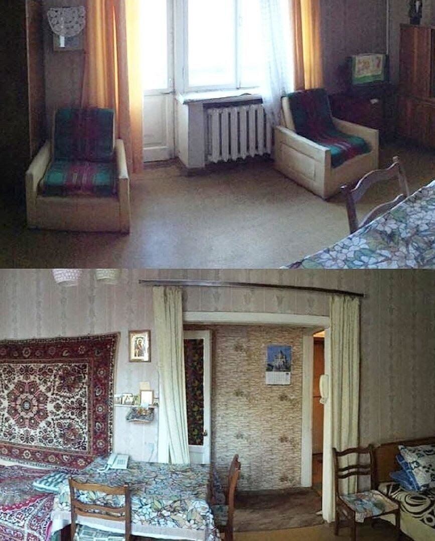 Гостиная в хрущевке до и после