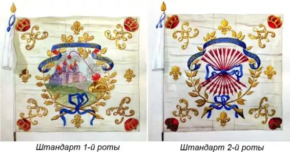 Штандарты 1-й и 2-й рот Королевских мушкетеров.