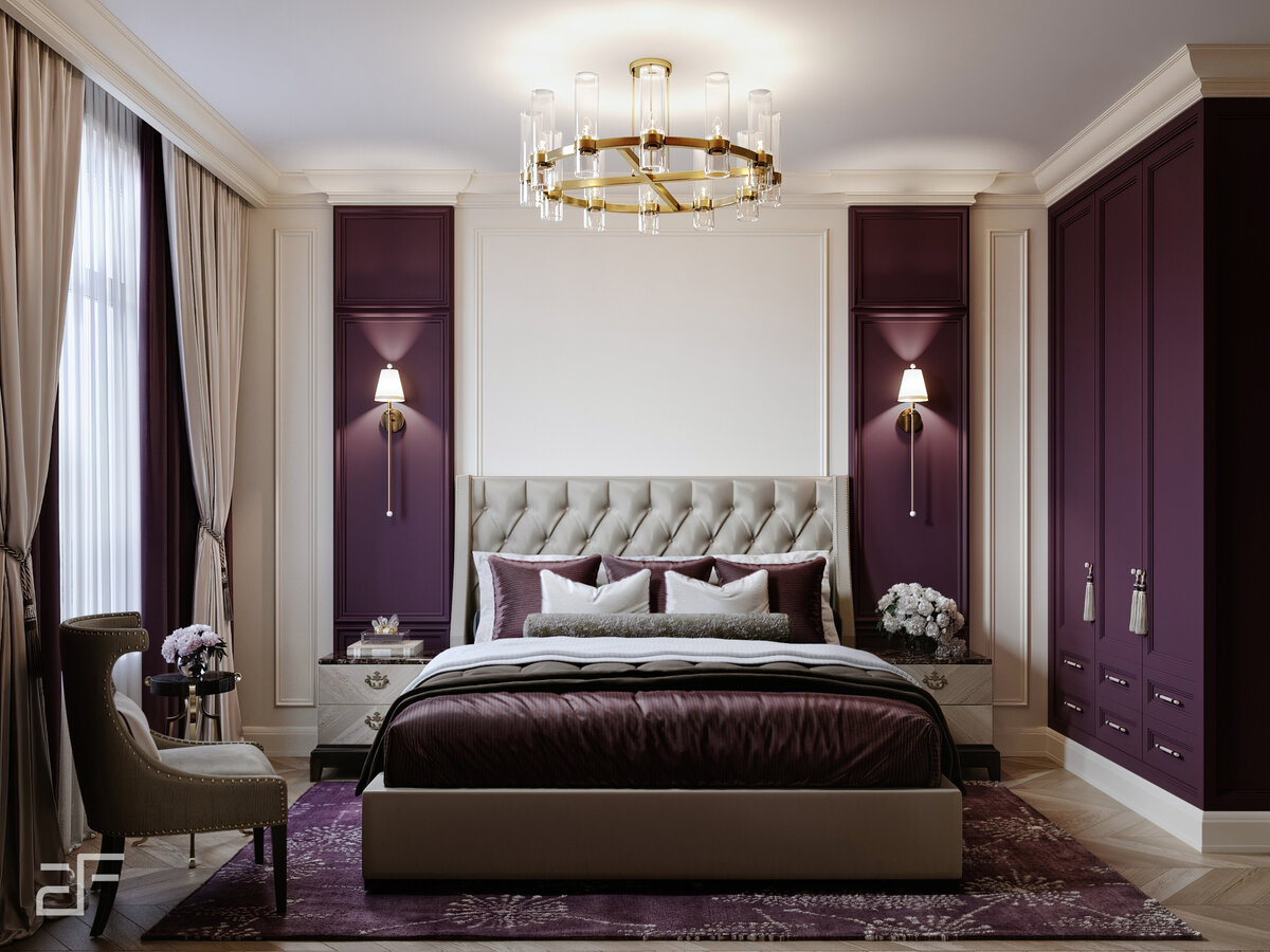 Дизайн интерьера спальни в стиле американская классика