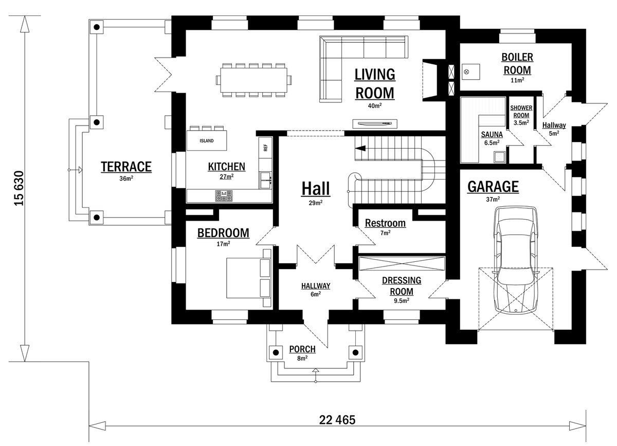 Проект дома A-226 (5/5) Проект двухэтажного дома бизнес-класса от Houses100, пло