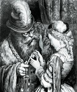 Синяя борода, гравюра Гюстава Доре к сказке Шарля Перо