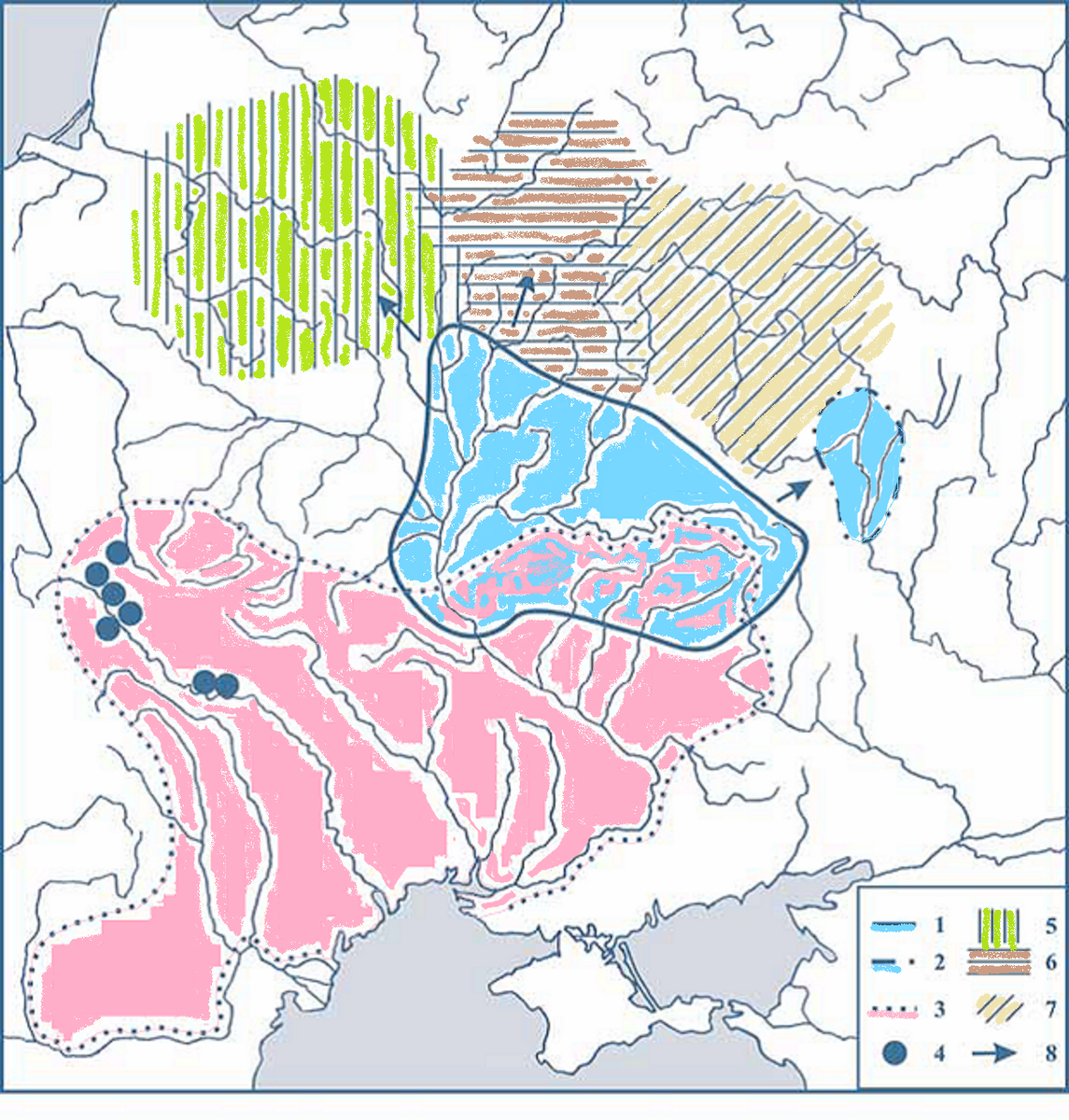 Территория прародины славян. Киевская археологическая культура карта. Черняховская археологическая культура карта. Ареал Черняховской культуры. Колочинская археологическая культура: ареал.