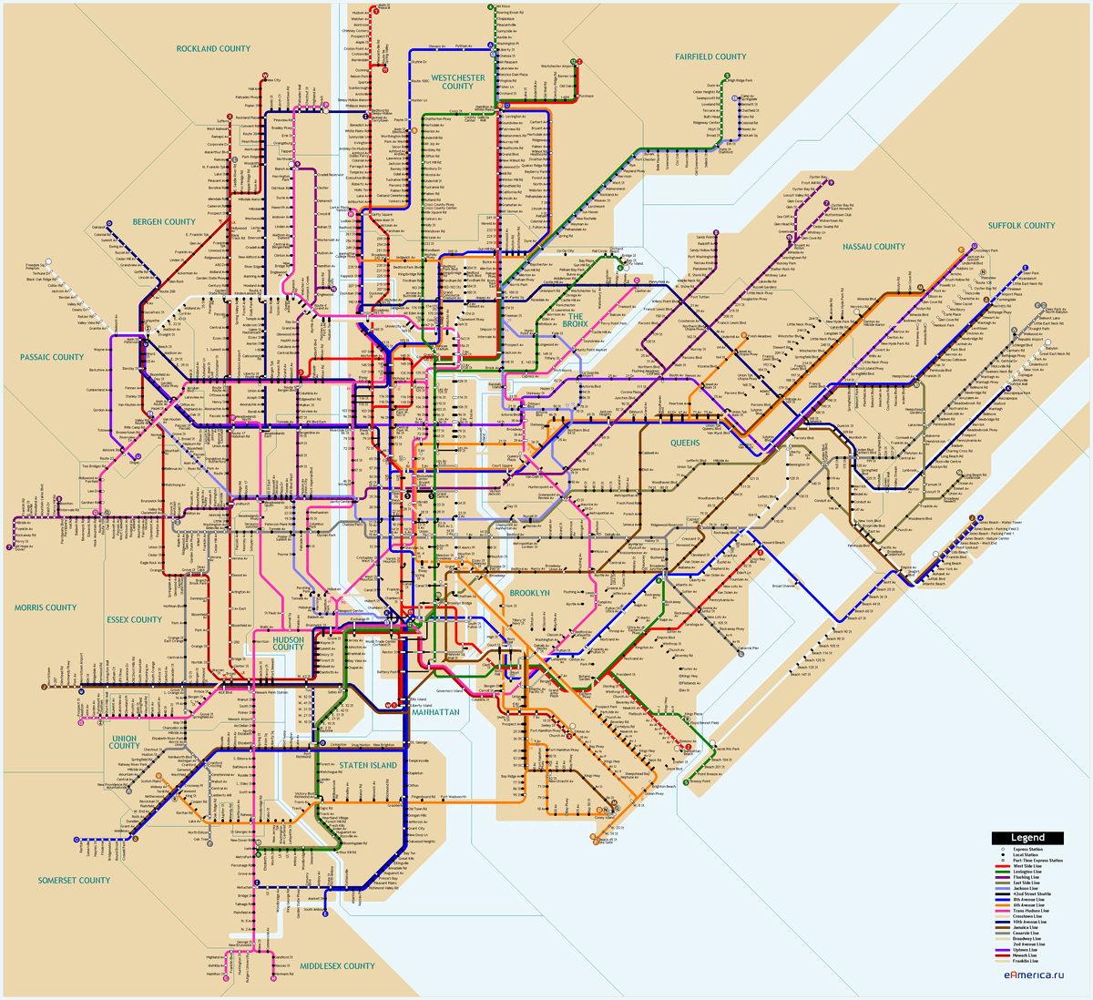 Схема Нью-Йоркского метрополитена