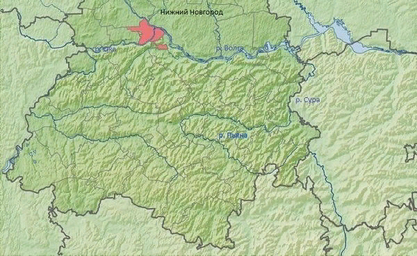 Река пьяна нижегородская область на карте