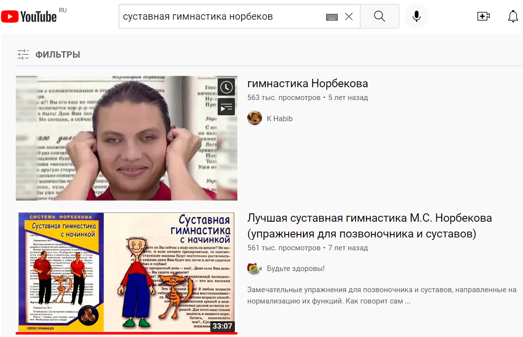 Первые два видео в поиске