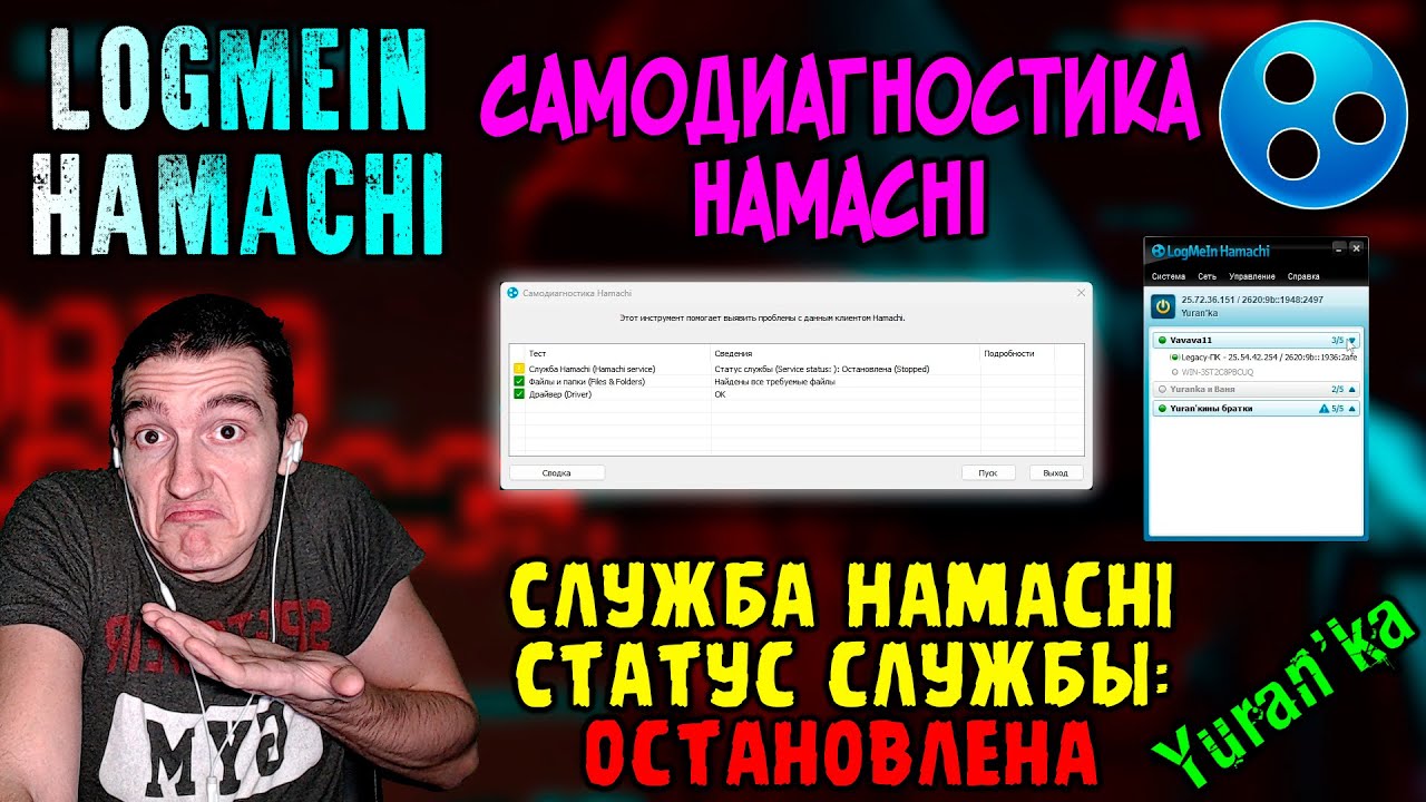 Не запускается Hamachi - Служба Hamachi - Статус службы: Остановлена |  Самодиагностика Hamachi