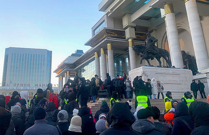    Акция протеста у Дворца правительства Монголии. Туяна Зондуева/ТАСС