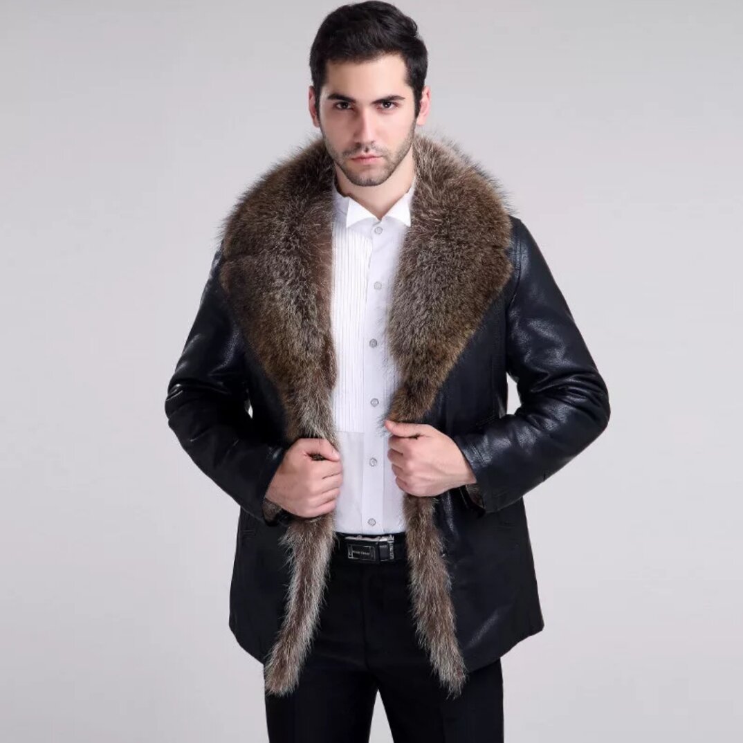 TOTOGROUP model 8971 мужское пальто кожаное с мехом
