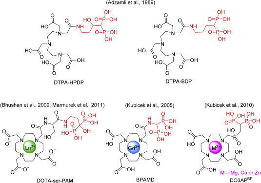  5. Циклические DTPA и Dota хелатируют с BP (в красном цвете) —косточк-изыскивая функцией. (Для интерпретации ссылок на цвет в этой легенде рисунка читатель обращается к веб-версии этой статьи.)