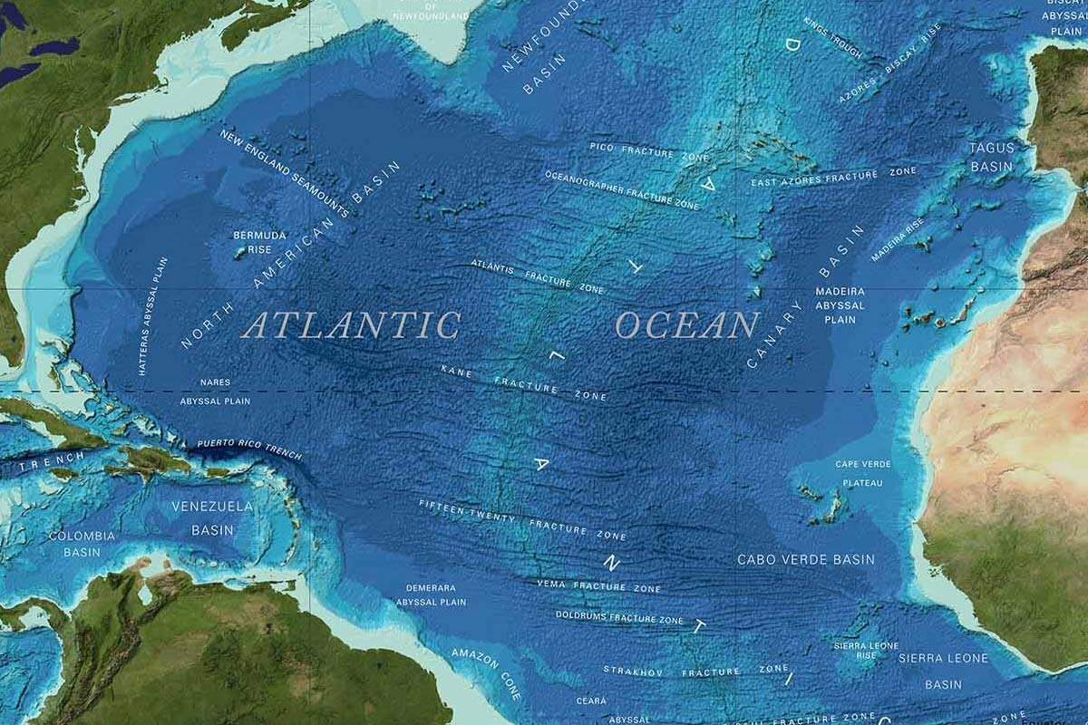 Карта мира атлантический океан