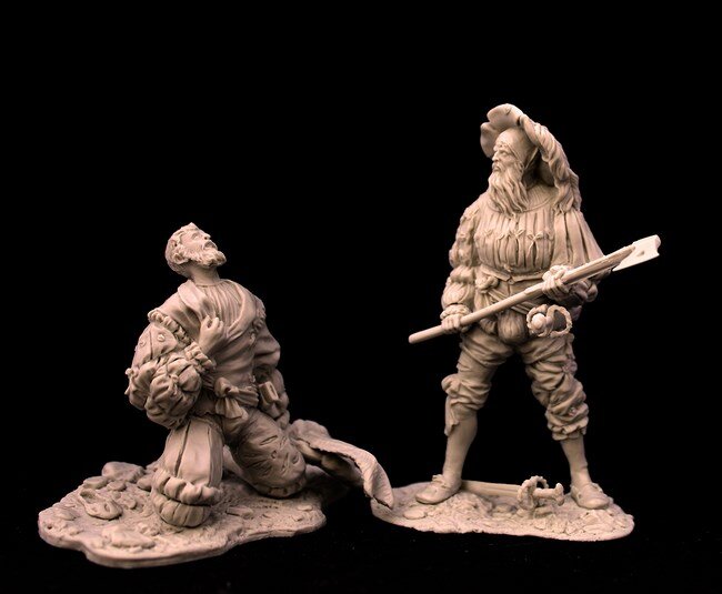 Сценка "Quarrel" из двух 75мм фигур, скульпт. Сергей Савенков