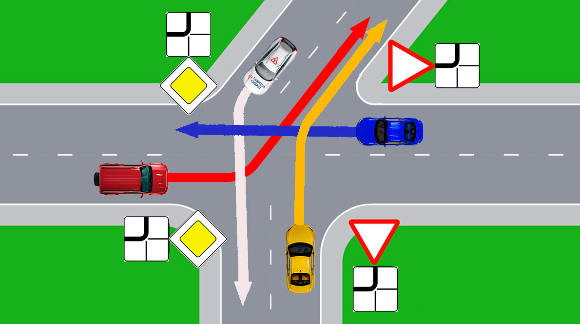 Кто из водителей нарушает правила поворота на перекрестке