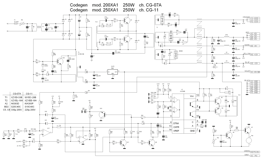 Первым делом ищем резисторы, которые соединяют первую ножку КА7500В с шиной +5 и +12 В.