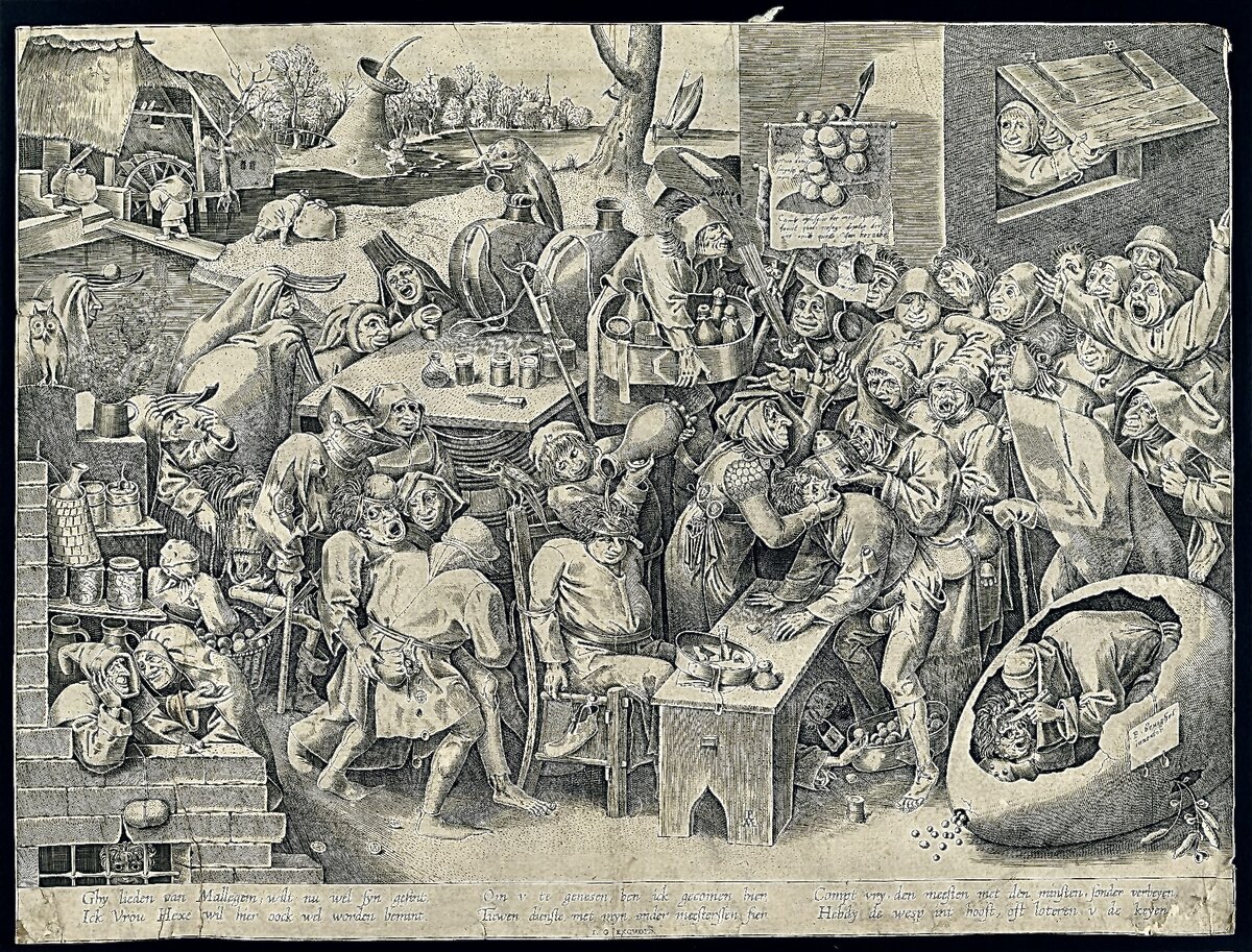 Питер ван дер Хейден 
1538-1572
Инвентор: Брейгель, Питер Старший. 1525 /30-1569; Издатель: Кок, Иероним. 1510-1570
Ведьма из Маллегема, вырезающая камни глупости из голов дураков
Нидерланды
XVI в.
бумага
резец

Heyden, Pieter van der. 1538-1572
Inventor: Bruegel, Pieter the Elder. 1525 /30-1569; Publisher: Cock, Hieronymus. 1510-1570
The Witch of Mallegem, Сarving out Stupid Stones from the Heads of Fools
The Netherlands
16th century
paper
line engraving