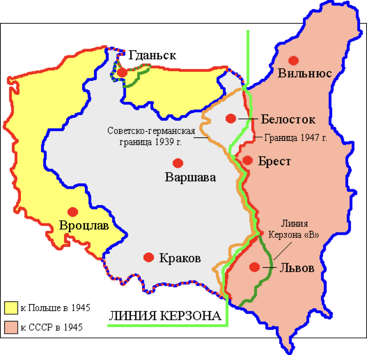 Карта польши до 1945 года на русском