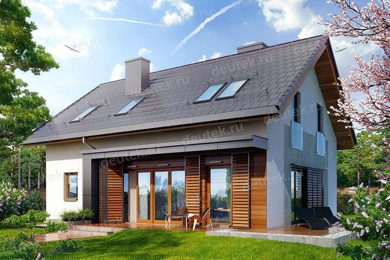 Проект дома 152 м2 из керамоблоков с мансардой и одноместным гаражом - DTV100229