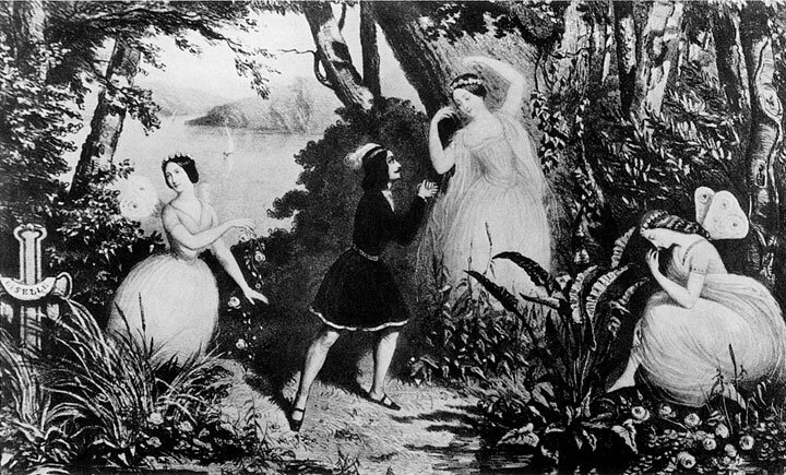 „Giselle ou Les Wilis“, Szene aus dem 2. Akt, Paris 1841. In: Max Niehaus, „Himmel, Hölle und Trikot“, Nymphenburger Verlagsbuchhandlung, München 1959