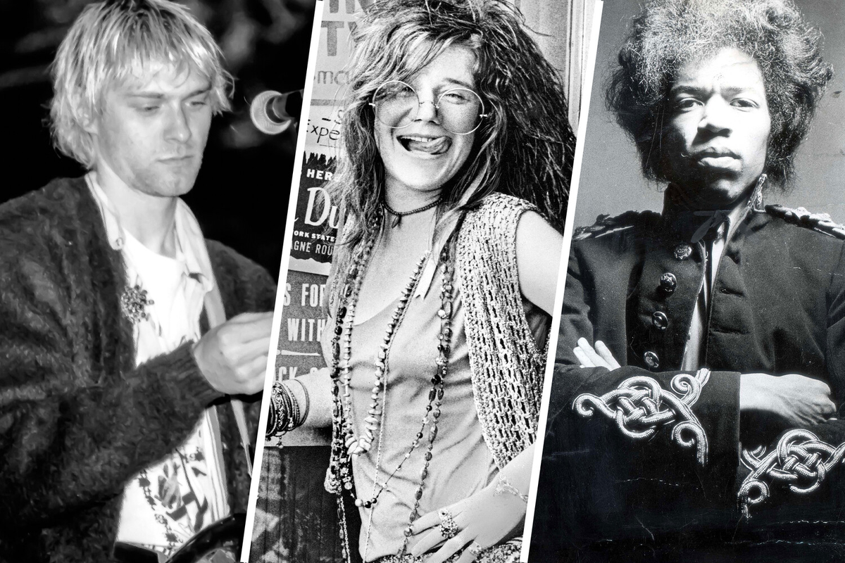 Курт Кобейн, Дженис Джоплин и Джими Хендрикс 
Фото: Global Look Press