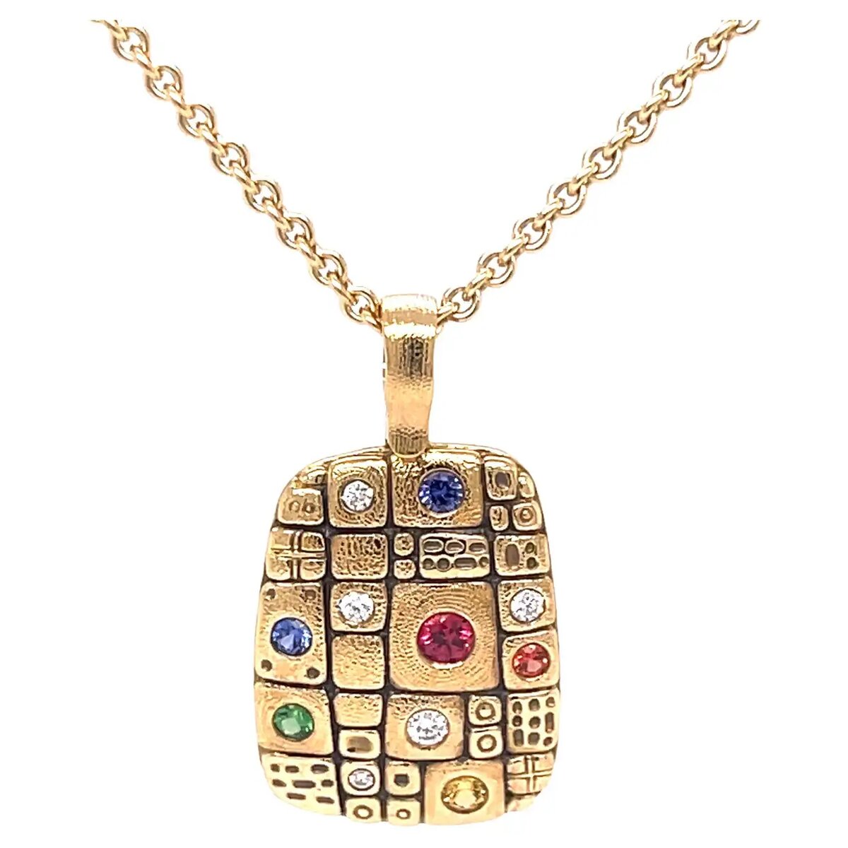 Подвеска Alex Sepkus Old Pathway с рубином, сапфиром, цаворитом и бриллиантом.
