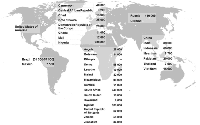 Как мы видим, Россия здесь почти первая, уступая лишь южной Африки, не лучшее наше достижение. К сожалению, каждый год в России количество новых случаев только увеличивается.