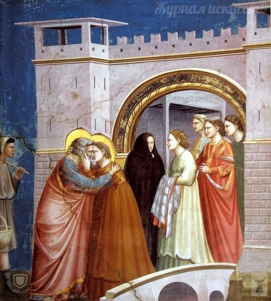 Встреча у Золотых Ворот. 1303 – 1306 гг.  Джотто ди Бондоне. Капелла дель Арена, Падуя.