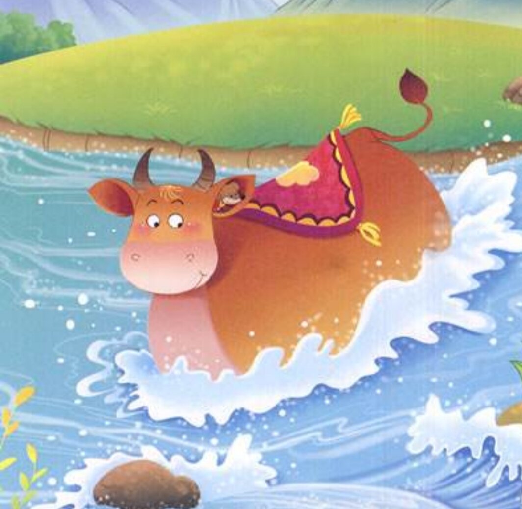 Мышь на спине у быка