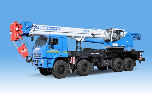 Автокран КС-65713-5,  грузоподъемность = 50 т, длина стрелы = 34,1 м. Источник картинки: https://www.gakz.ru/rus/catalog/50tonn/ks-65713-5