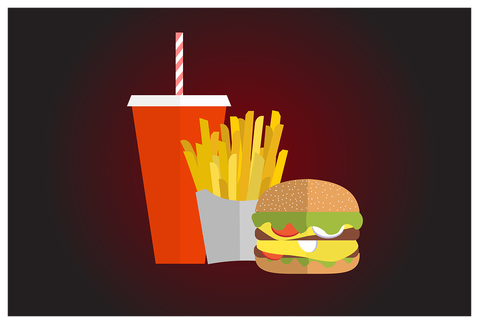 Бургер, картошка фри, молочный коктейль