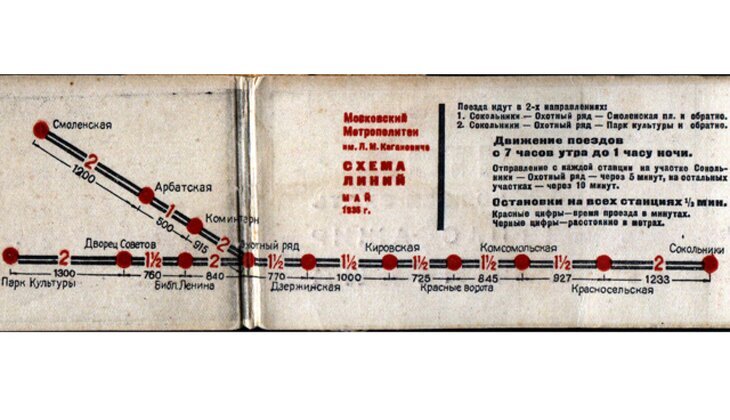 Карта московского метрополитена 1935