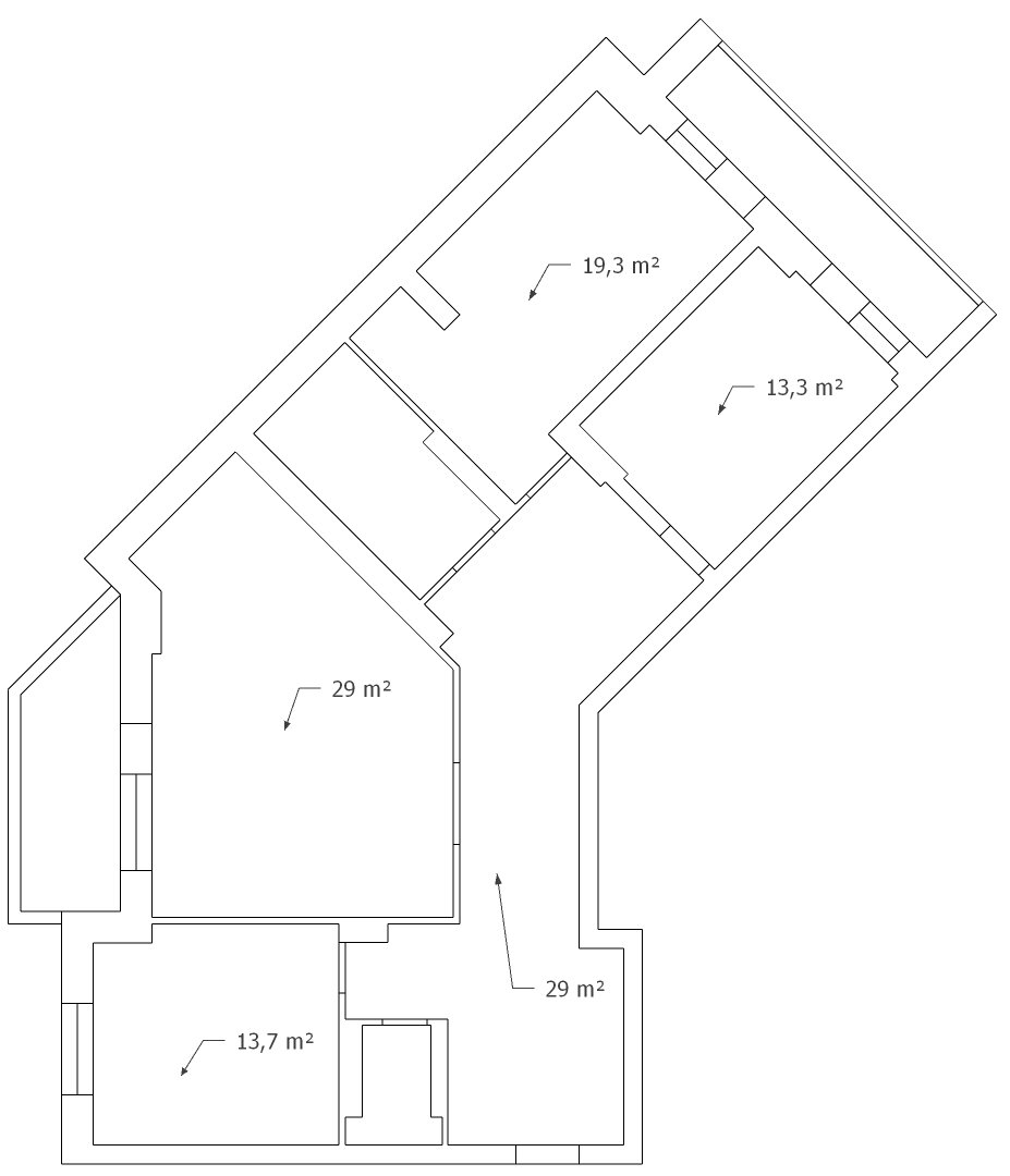 Общая площадь квартиры 120 кв. м. Площадь коридора 29 кв. м. 