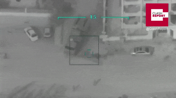 Слежка за комплексом "Панцирь-С1Э с БПЛА Bayraktar TB2 (GIF видео).