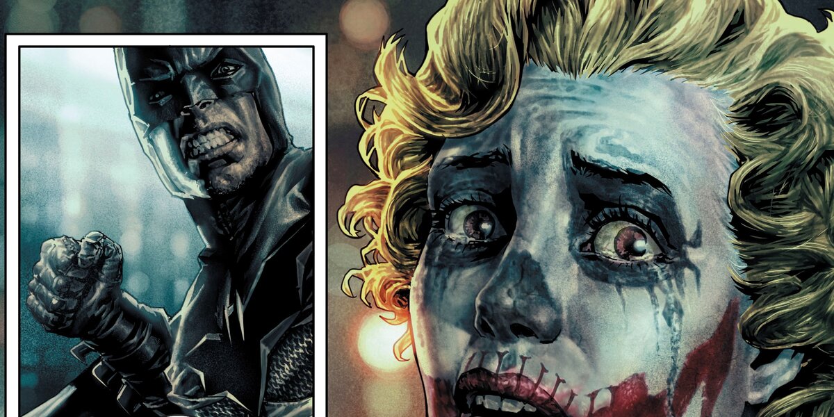 Фрагмент полосы из графического романа Брайана Аззарелло и Ли Бермехо «Бэтмен Проклятый»