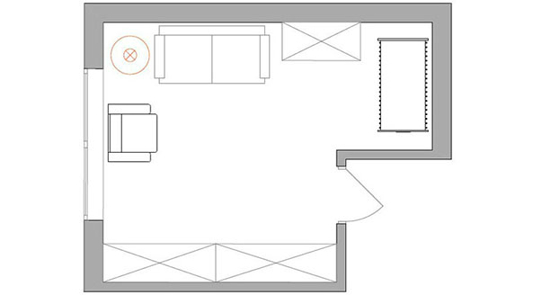 Планировка однокомнатной квартиры распространенной серии П-46 удобна тем, что есть небольшая ниша, в которой удачно разместится детская кроватка.