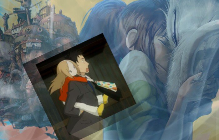 Коллаж из кадров аниме "Бродячий замок", "Унесенные призраками", "Брошенный кролик" сети интернет в свободном доступе.