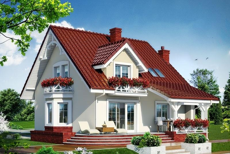 Проект жилого коттеджа 175 м2 из керамоблоков с гаражом, балконом и террасой - VV-4
