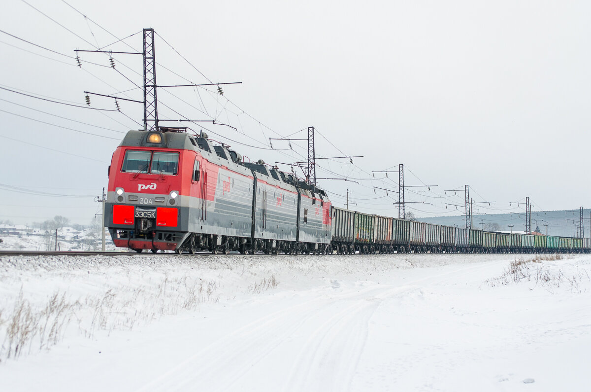 3ЭС5К-304, Красноярский край, перегон Уяр — Балай
 Дата: 17 января 2021 г.