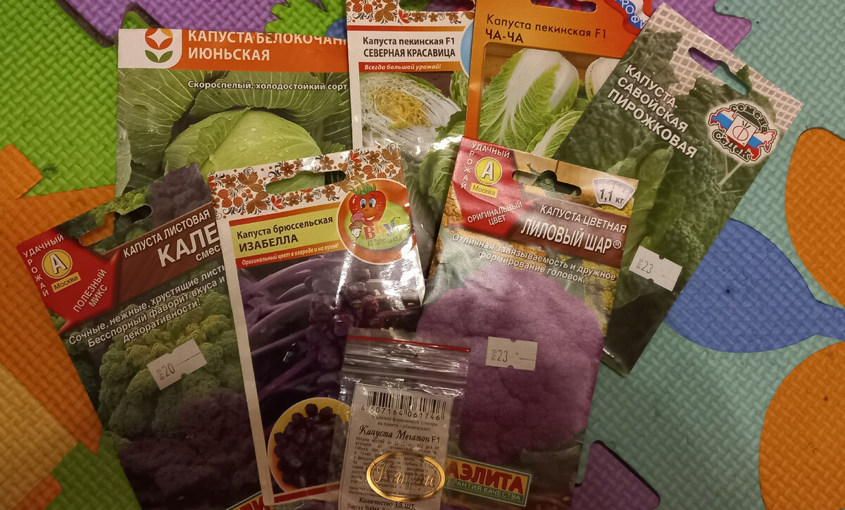 Это только капуста. Зато какая разная)) Из того, что на фото в прошлом году было высажено - белокочанная "Июньская", капуста пекинская "Северная красавица", Брюссельская "Изабелла". Остальное - для меня новое