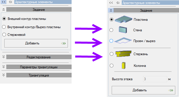 
Рис. 1. Моделирование архитектурными элементами. ЛИРА 10.6 
