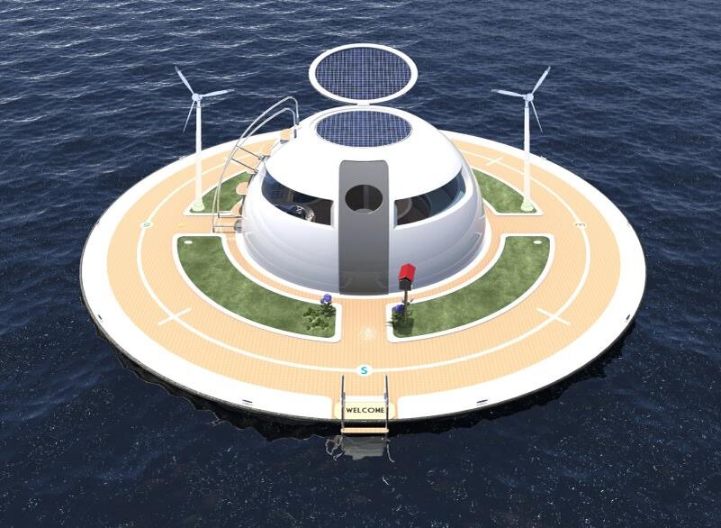 Фото: вся жизнь на воде – в доме UFO есть даже прилегающие зеленые территории для прогулок и выращивания овощей
