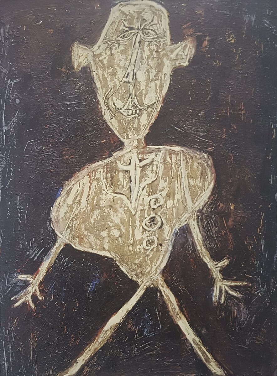 Жан Дюбюффе "Анри Мишо в образе актера японского театра" (1946 г.) - масло, холст - 130 х 97 см. - частная коллекция