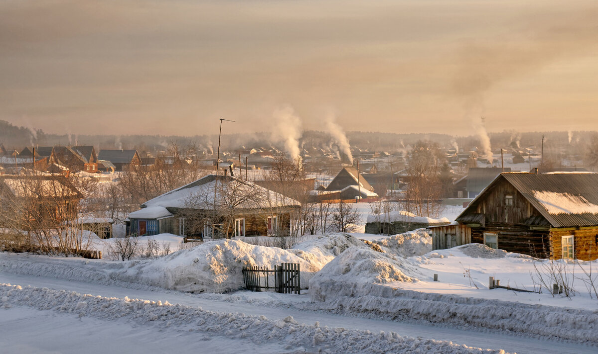 Уральская деревня зимой