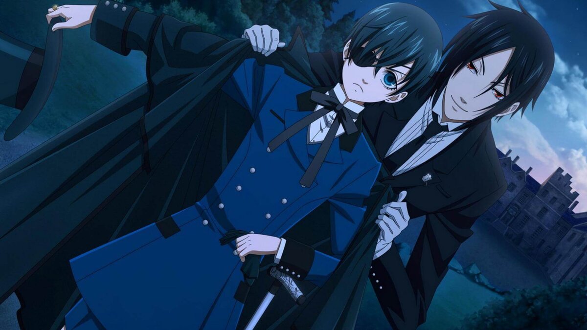 Викторианская Англия 19 века : тут вам и ангелы, и демоны, и Джек Потрошитель - веселая компания. Много загадок и так мало ответов. Лишь юный граф, »Цепной пёс Королевы»  Сиэль Фантомхайв и его верный дворецкий Себастьян могут распутать этот запутанный клубок . Их дуэт мистичен и неповторим. Кстати,  данное аниме не обделено чёрным юмором . Скучно вам точно не будет.