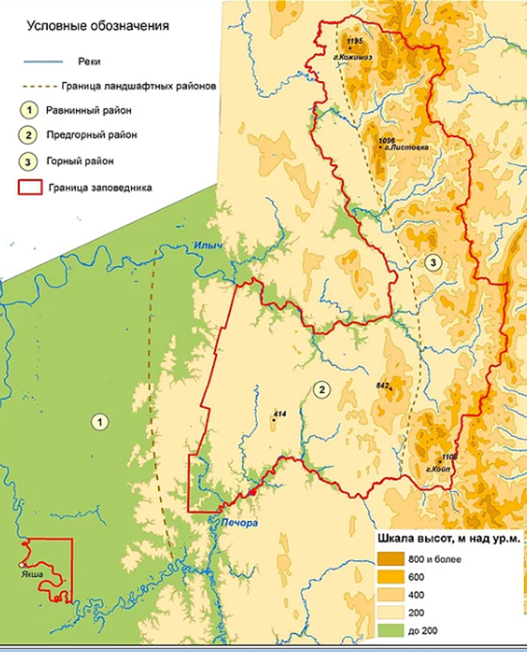 Печоро илычский заповедник карта